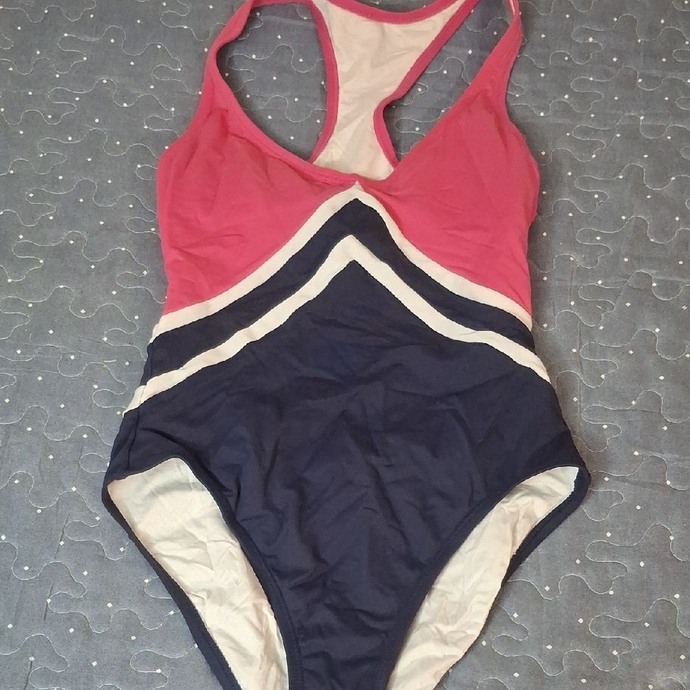 Nautica Stylish Pink and Navy Women's Swimsuit size XS